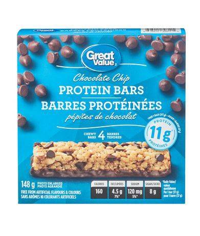 Great value barres protéinées pépites de chocolat great value (148 g) - chocolate chip protein bars (148 g)