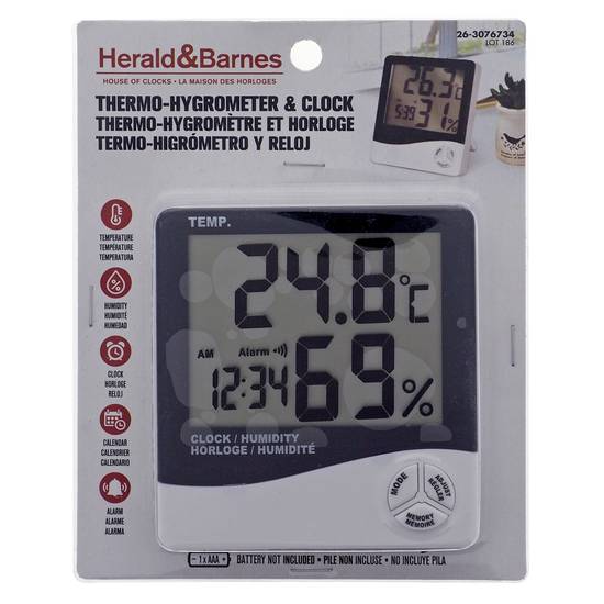Herald&Barnes Horloge digitale avec thermo-hygromètre (9.7*10.5*2.2CM)