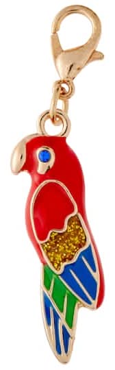 Bead Landing Charmalong Rhodium Parrot Charm, 8mm x 32mm, Multicolor