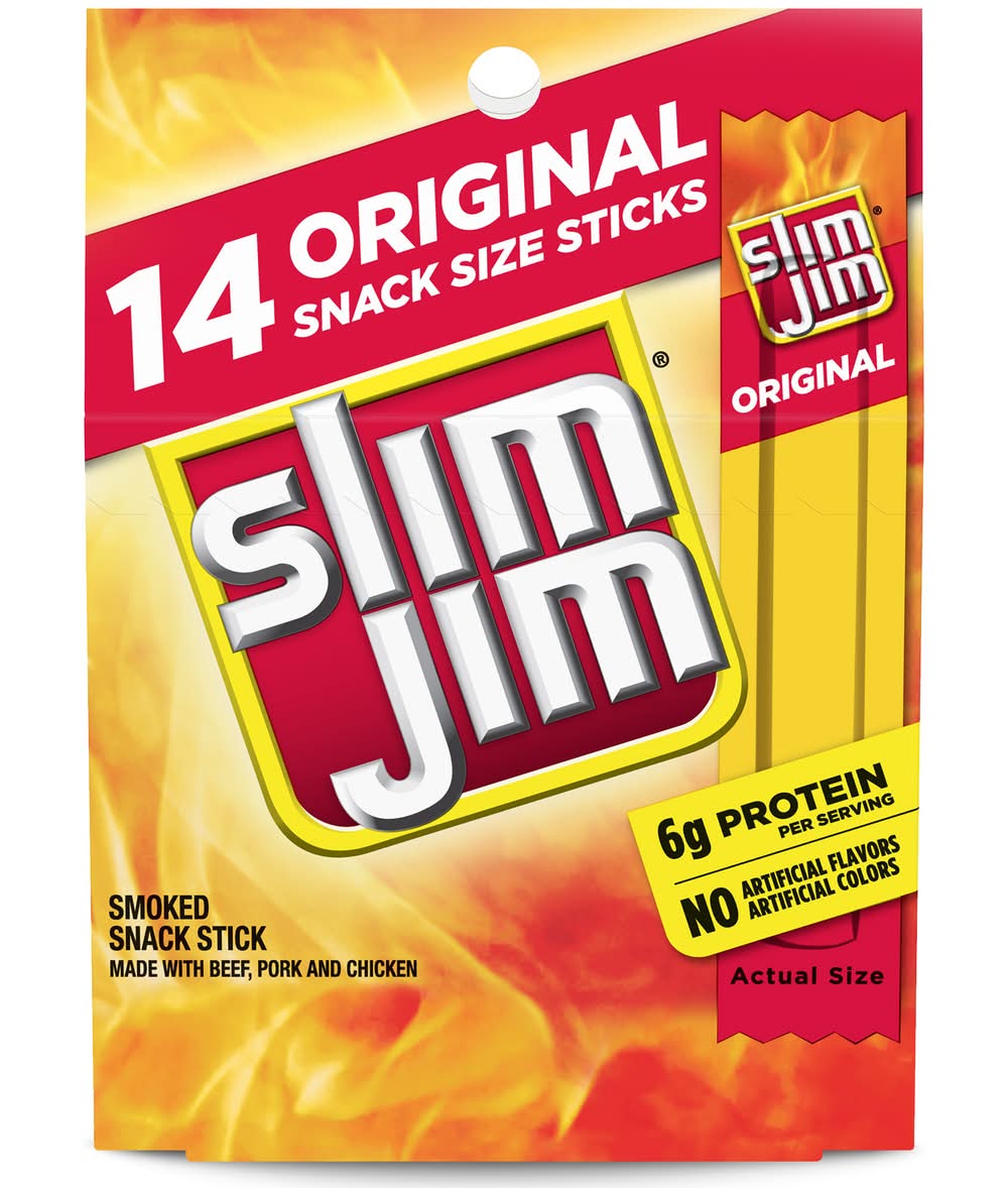 Slim Jim Smoked Meat Snack Size Sticks (14 x 0.28 oz)