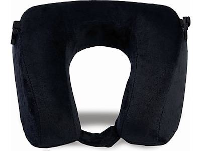 Brookstone Memory Foam Fleece Travel Pillow, Black