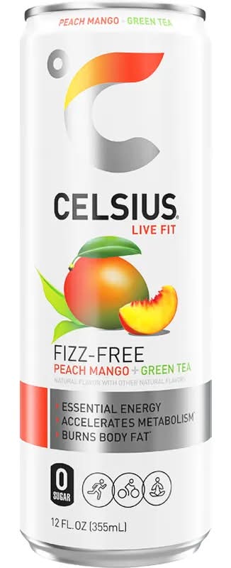 Celsius Live Fit Fizz Free Peach Mango Green Tea