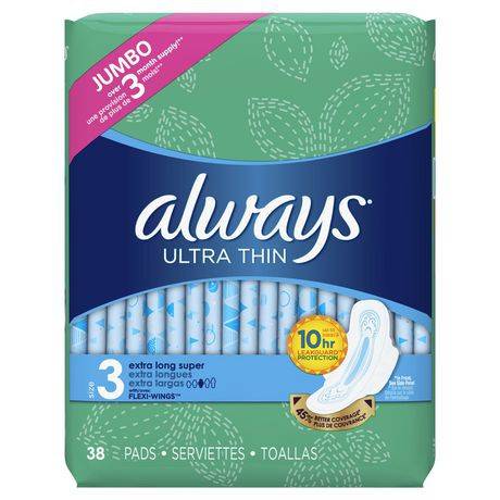Always Ultra Thin Size 3 Extra Long Super Pads With Wings (38 pieces)