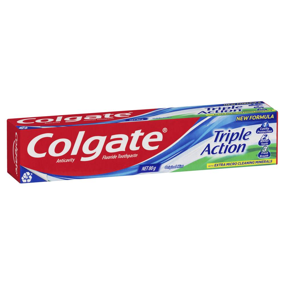 Colgate Triple Action With Micro Cleaning Minerals Toothpaste, Mint (80g)