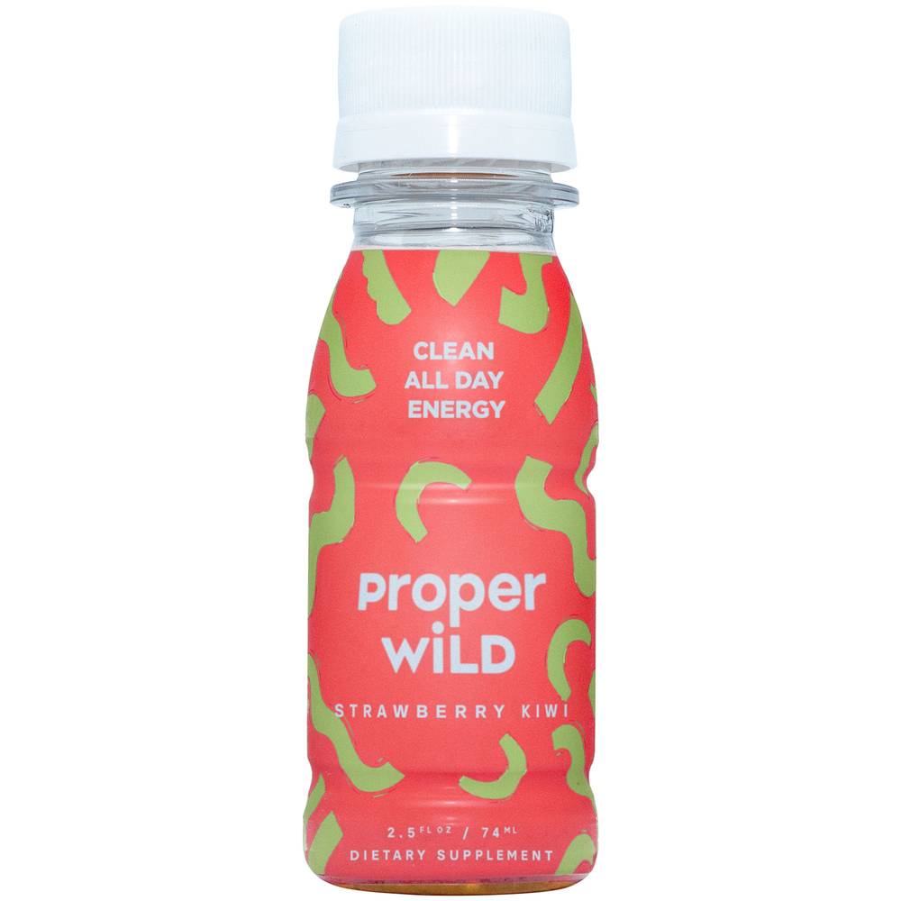 Proper Wild Clean All Day Energy Shot Dietary Supplement, Strawberry Kiwi (2.5 fl oz)