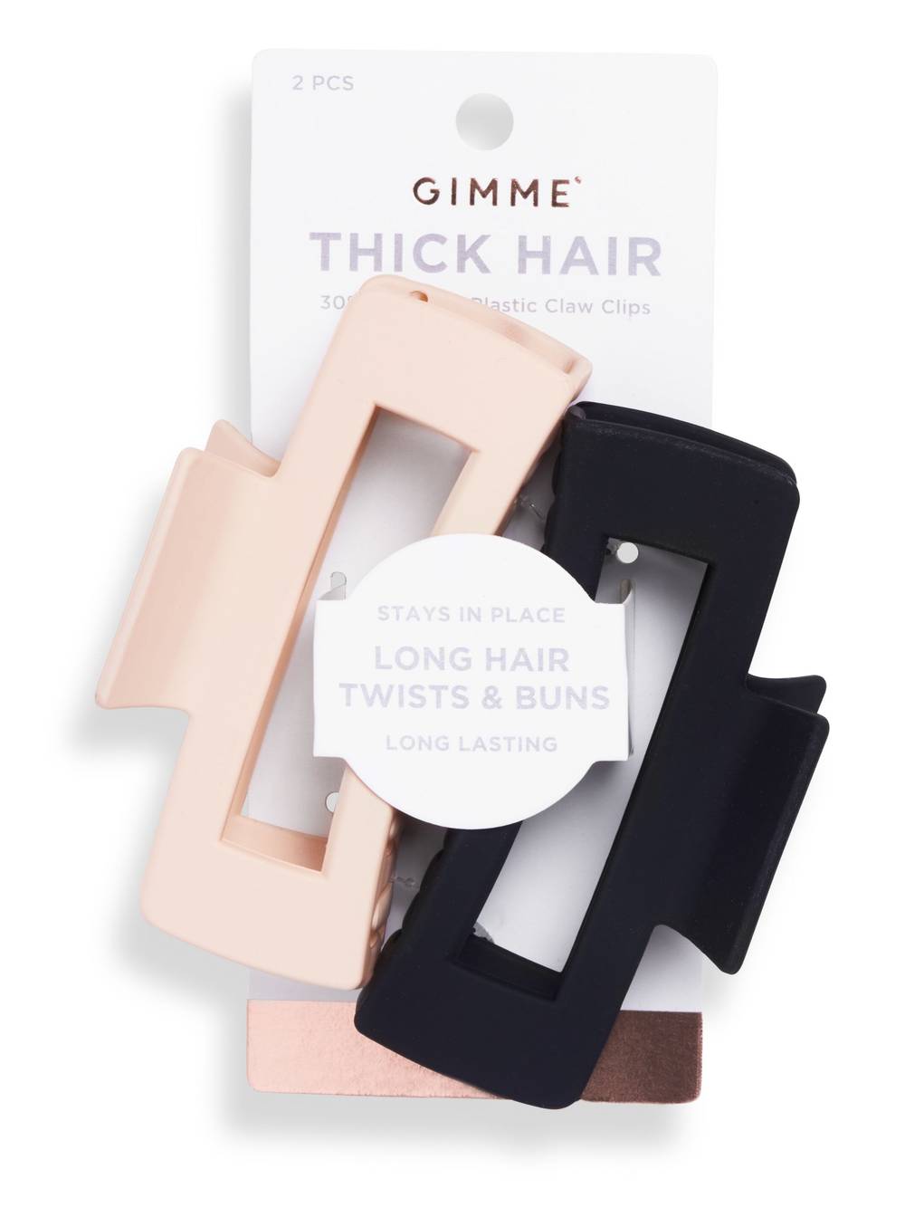Gimme Beauty Thick Hair Rectangular Claw Clip, Black-Blonde (2 ct)