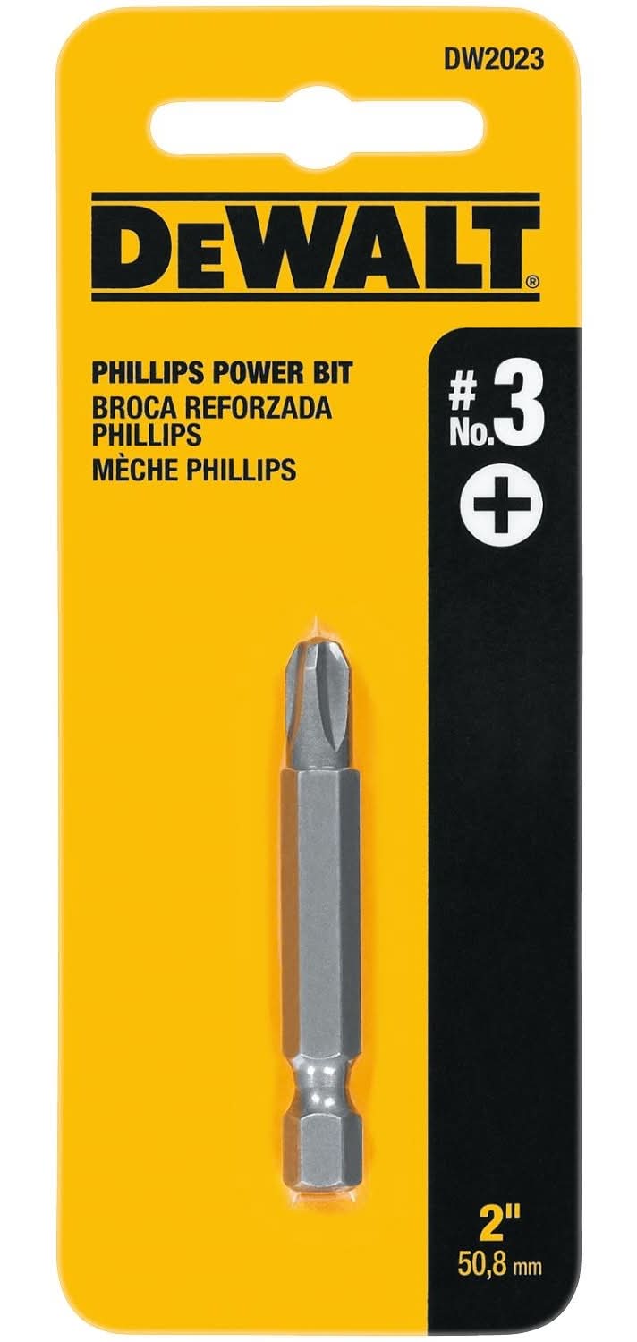Dewalt Phillips #3 X 2 In. L Power Bit Heat-Treated Steel 1 Pc