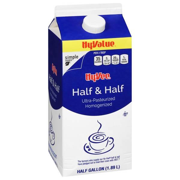 Hy-Vee Half & Half Ultra Pasteurized Homegenized Cream (0.5 gal)