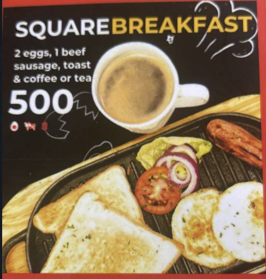 Square Breakfast with Tea or Coffee