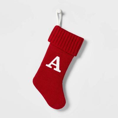 Wondershop Knit Monogram Christmas Stocking, Red