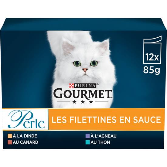 Purina Gourmet - Perle pâtée pour chat les filettines en sauce (dinde - canard - agneau - thon)