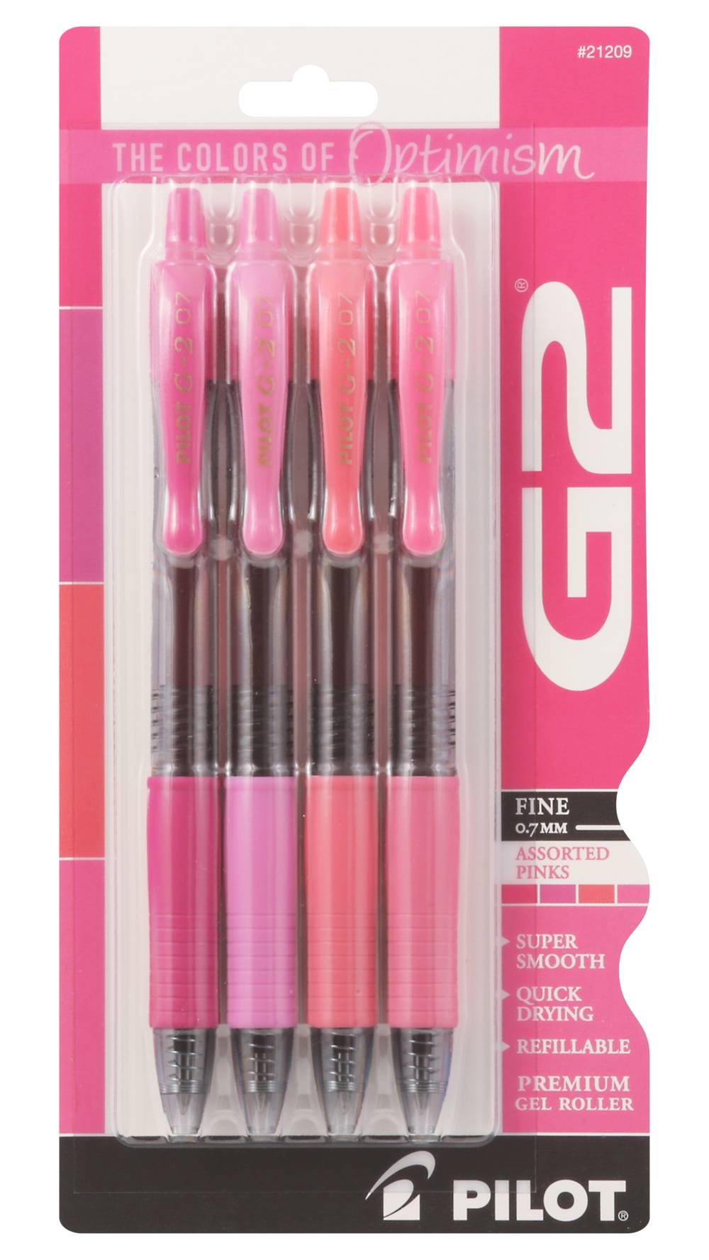 Pilot Fine Premium Gel Roller, Assorted Pinks, Size 0.7 mm