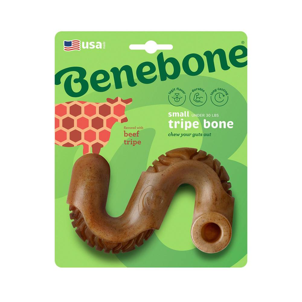 Benebone Tripe Bone Tough Dog Chew Toy (Color: Brown, Size: Small)