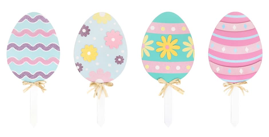 Small Multicolored Easter Egg Stake, Assorted Designs, 1-ct.