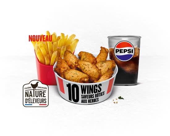 MENU BUCKET 10 WINGS® SAVEURS ROTIIES AUX HERBES