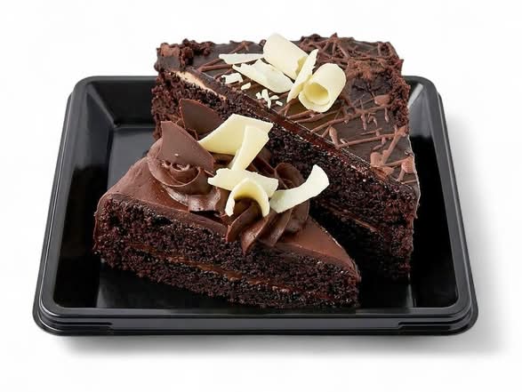 Chocolate Tuxedo Cake, Single Serve, White Chocolate Curls