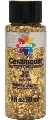 Delta Ceramcoat Glitter Explosion Acrylic Paint, Gold (2 fl oz)