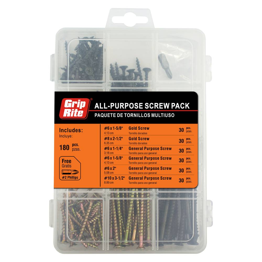 Grip-Rite Multiple Colors/Finishes Screws Assorted Interior Screw Kit (170-Pack) | MPCDWS