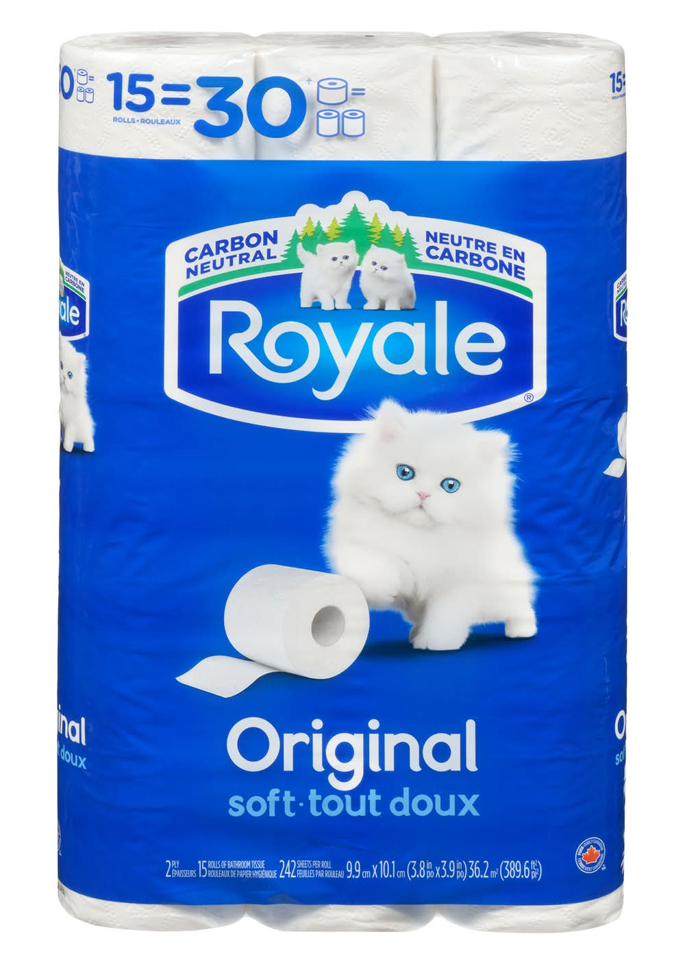 Royale Original Soft Carbon Neutral 2 Ply Bathroom Tissue, 3.8x3.9 in (15 ct)