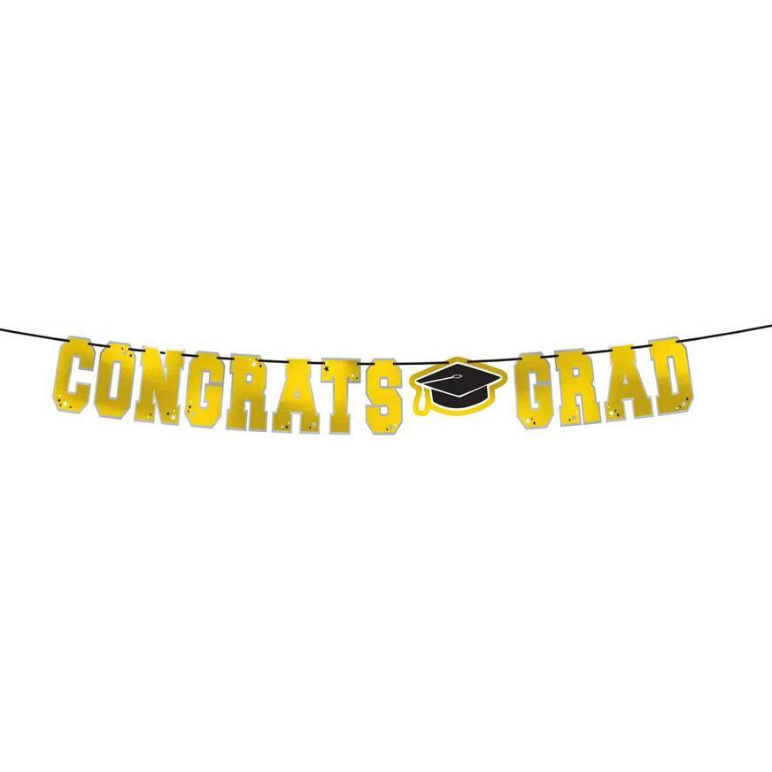 Yellow Congrats Grad Letter Banner