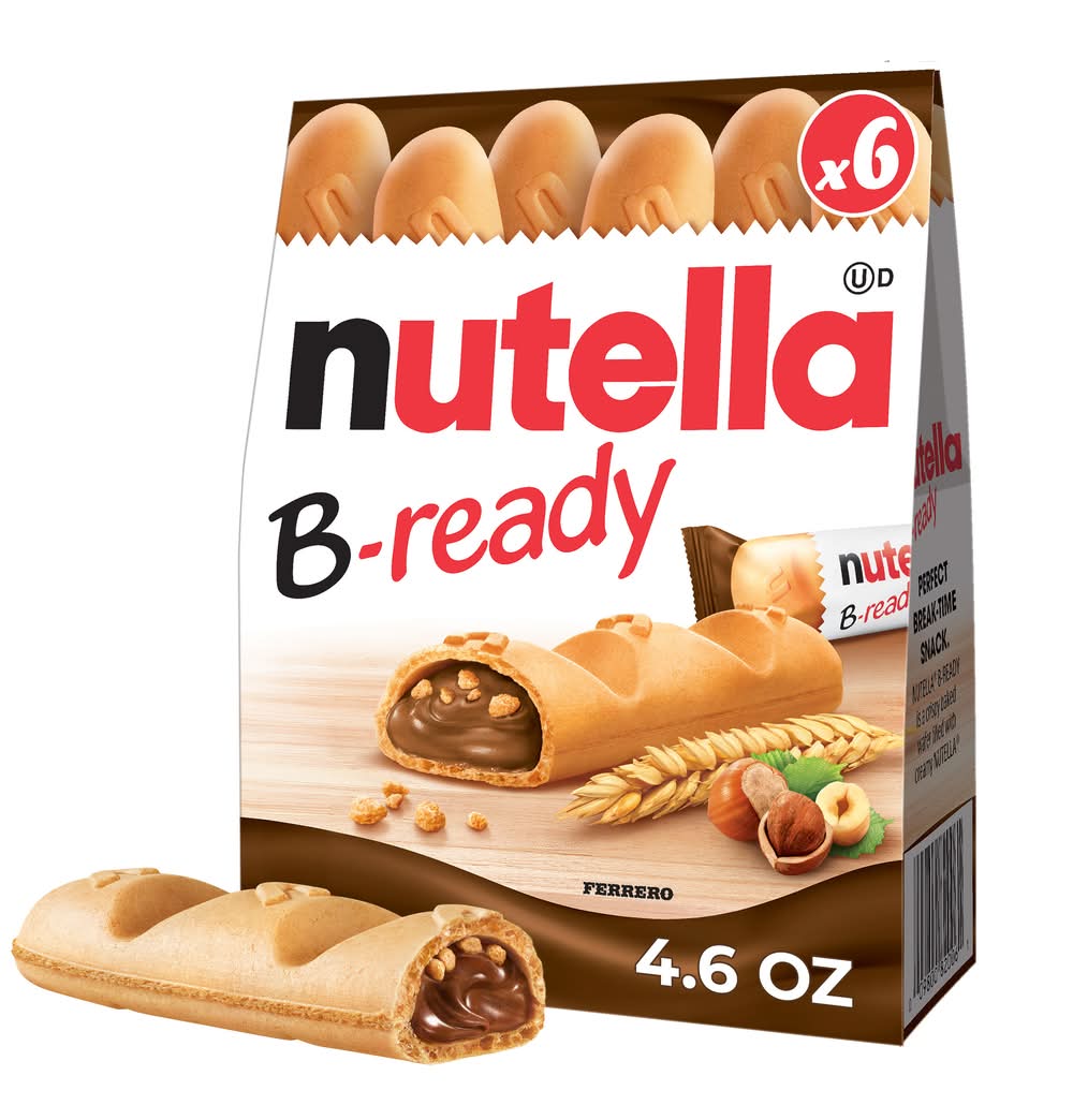 Nutella B-Ready Crispy Hazelnut Spread With Cocoa Wafers (6 x 0.77 oz)
