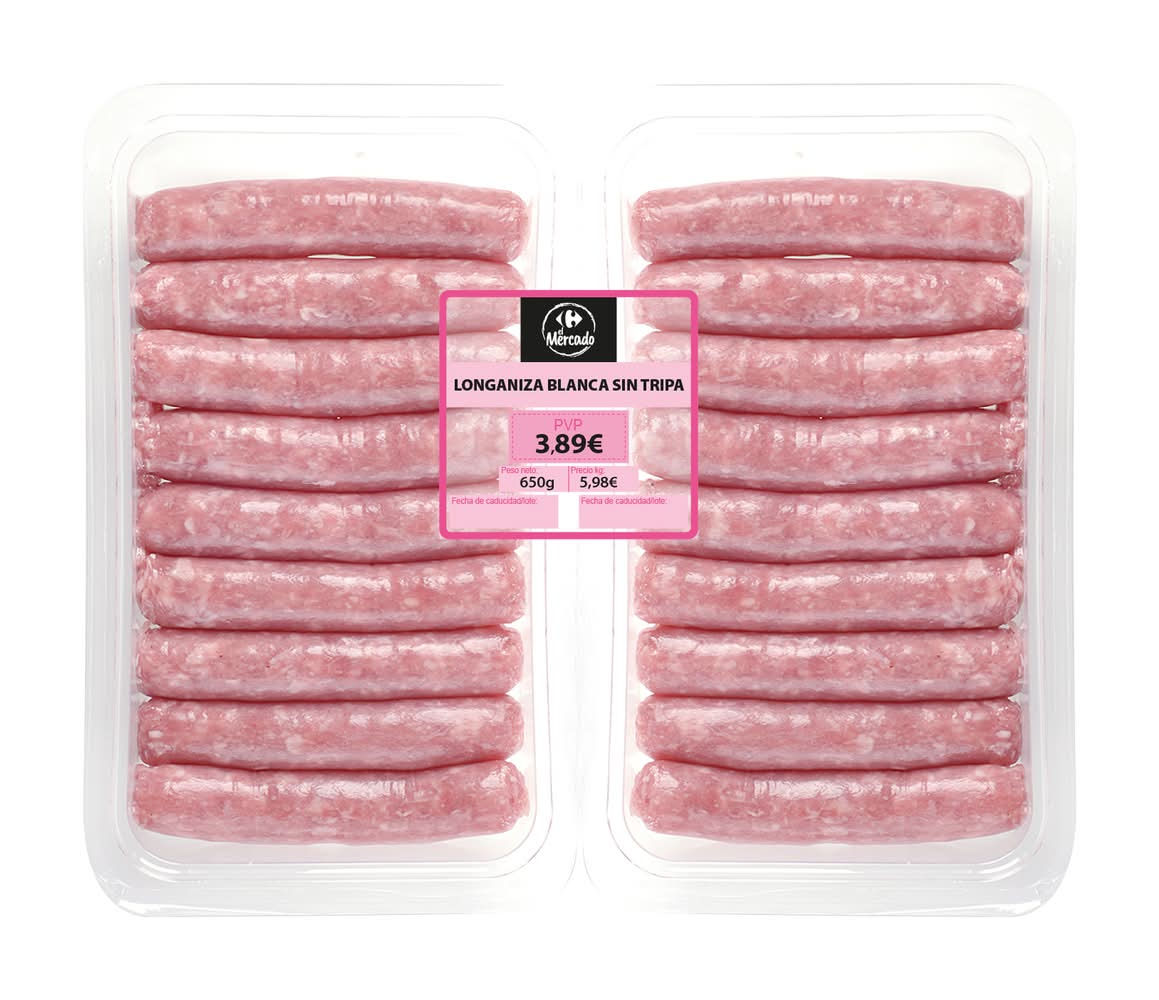 Longaniza fresca de cerdo sin tripa · Carrefour El Mercado (650 g)