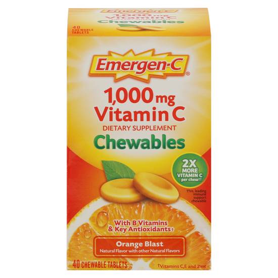 Emergen-C Chewable Vitamin C 1000 mg Orange Blast Flavor Tablets