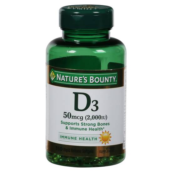 Nature's Bounty D3 50 Mcg Rapid Release Vitamin Supplement (350 ct )