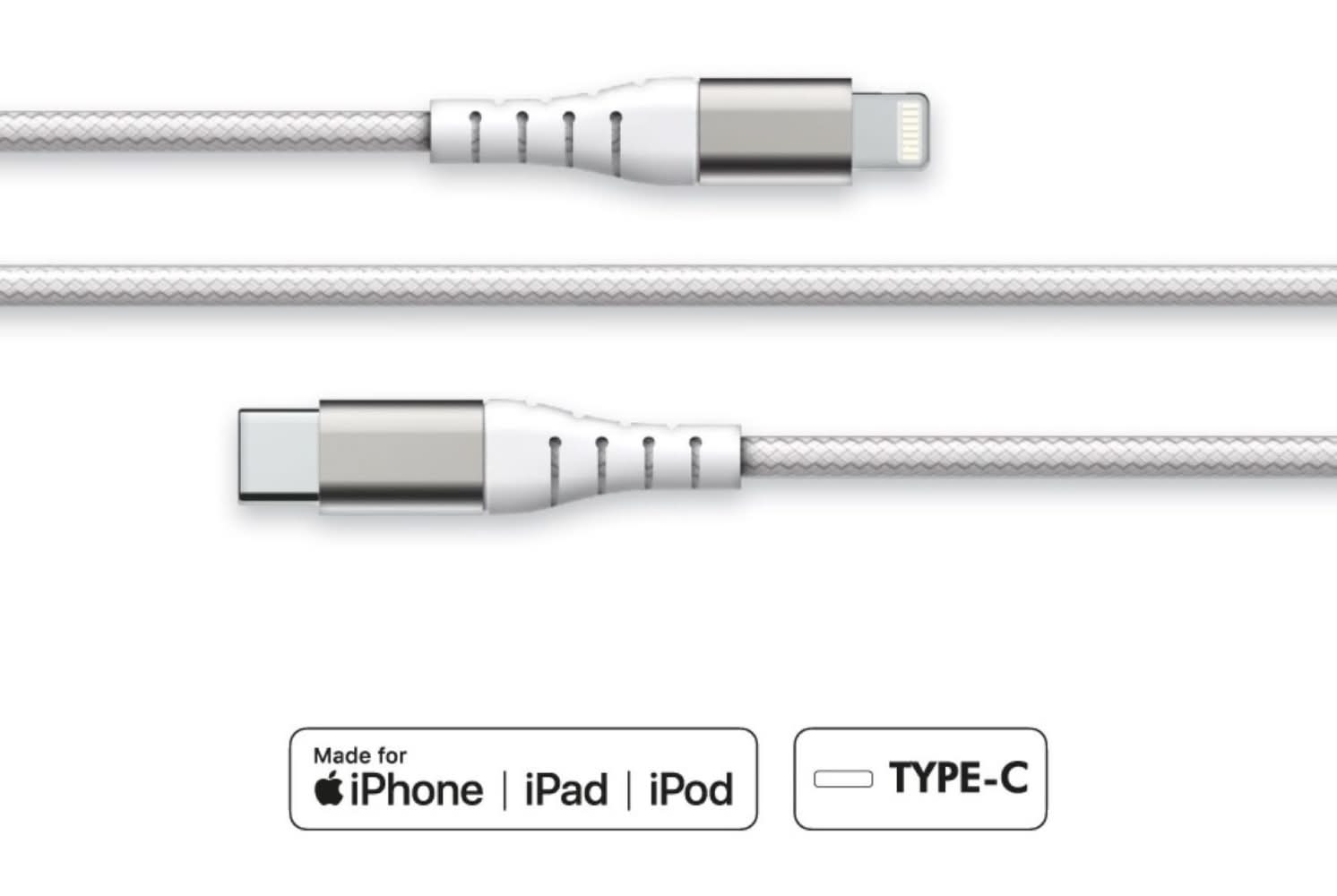 Câble Renforcé USB C/Lightning 2m 3A Blanc - Garanti à vie Force Power Lite Huawei - null
