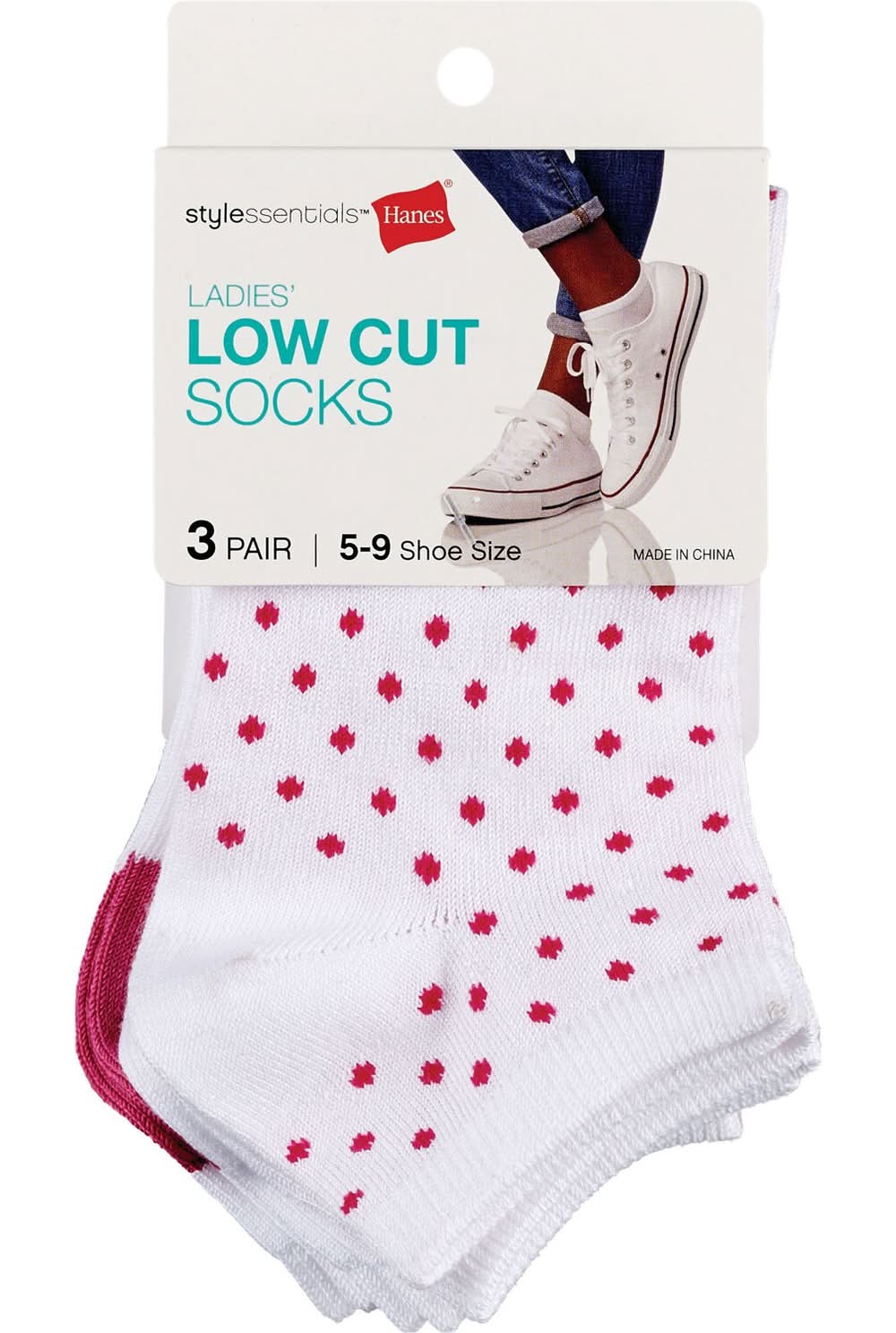 Hanes Style Essentials Low Cut Socks, Women, Size 5-9, Assorted (3 ct)