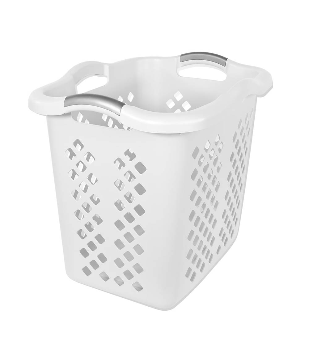 Style Selections 2-Bushel White Plastic Laundry Basket | 2138LWS-000-083