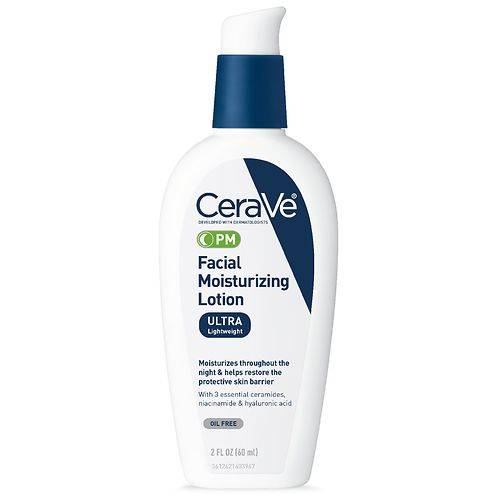 CeraVe Face Lotion for Night with Hyaluronic Acid, Fragrance Free PM Night Cream - 2.0 fl oz