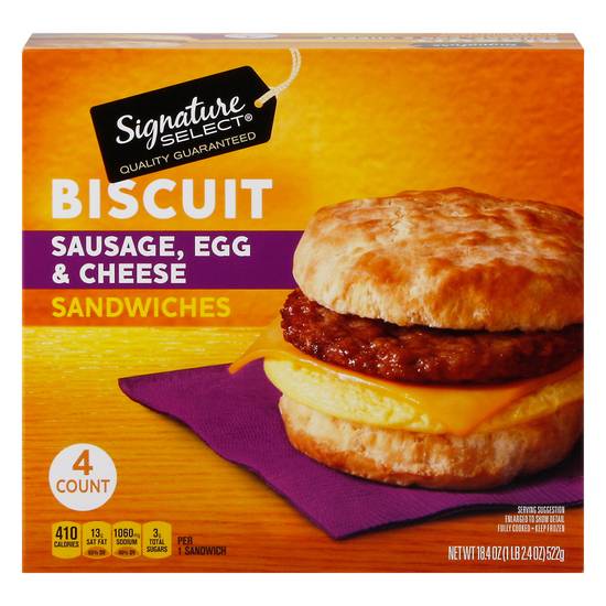 Signature Select Biscuit Sausage, Egg & Cheese Sandwiches (4 ct)