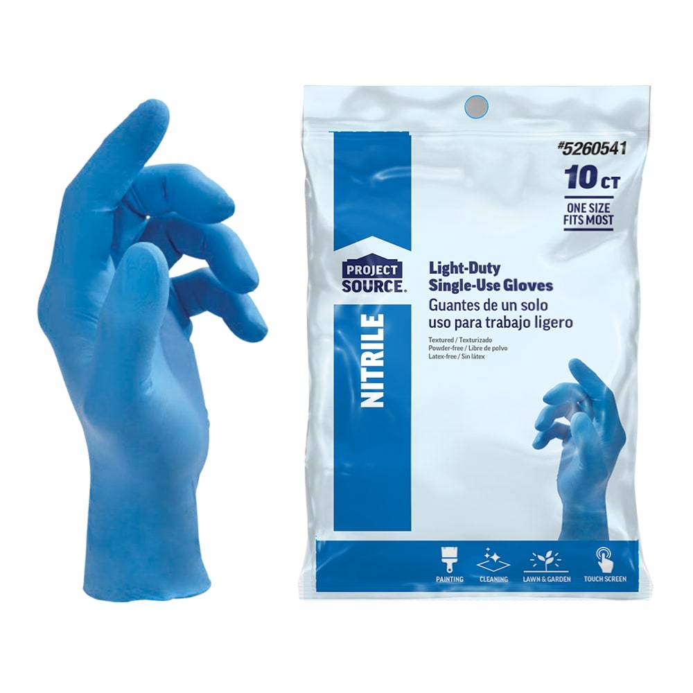 Project Source 10-Count One Size Fits All Nitrile Disposable Cleaning Gloves | PSX310PK