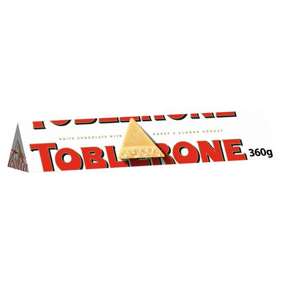 Toblerone White Chocolate with Honey & Almond Nougat Bar 360g