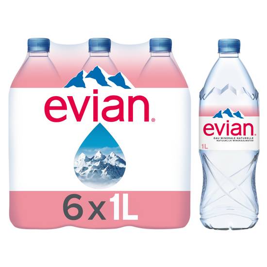 Evian - Eau minérale naturelle (6 pièces, 1 L)
