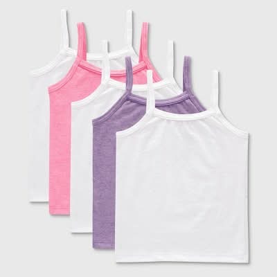 Hanes Toddler Girl's Camisole, 2T-3T, White-Pink-Purple (5 ct)