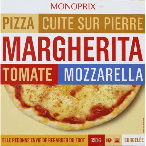 Monoprix Pizza Margherita Tomate Mozzarella Cuite Sur Pierre, Surgelée La Pizza De 350G