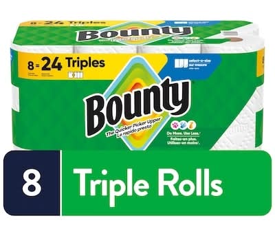 Bounty Triple Paper Towels Rolls, White (8 ct)