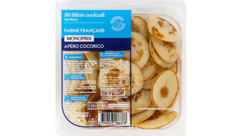 Monoprix Blinis Cocktail La barquette de 30, 135 g