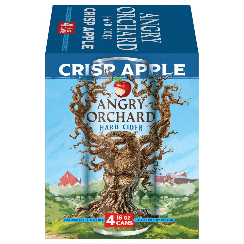 Angry Orchard Hard Cider Beer, Crisp Apple (4 x 16 oz)