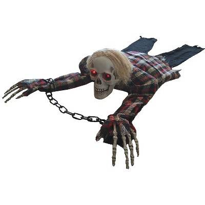 Morris Costumes Animated Light-Up Crawling Skeleton Halloween Decoration - 60 in - Gray