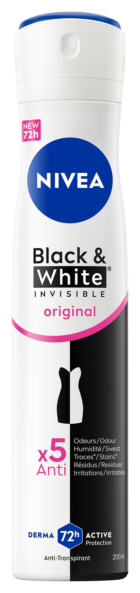 NIVEA - Black & white invisible déodorant anti-transpirant spray, original (200ml)