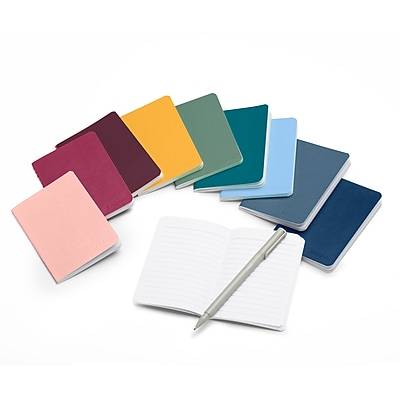 Poppin Mini 1-Subject Pocket Notebook, 3.5 x 5, College Ruled, 32 Sheets, Assorted Colors, 10/Set (107789)