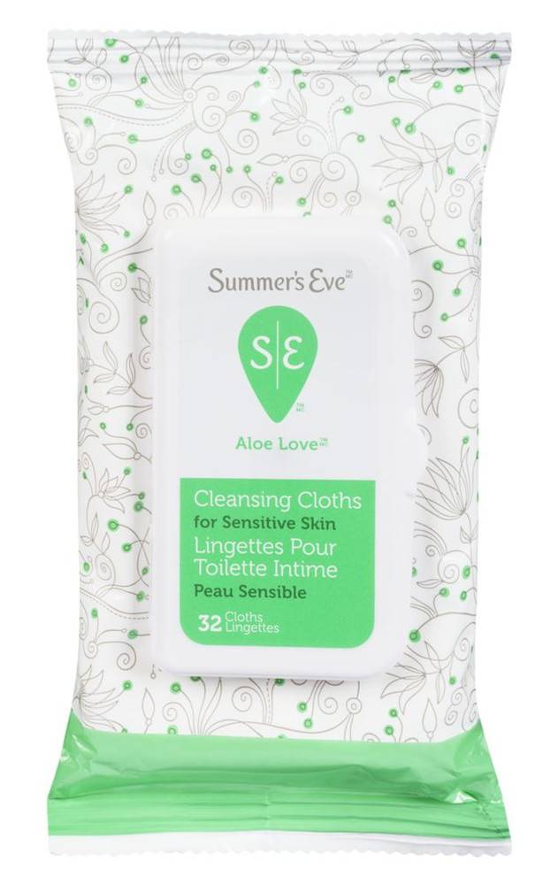 Summer's eve lingettes pour toilette intime pour peau sensible (32 un) - aloe love cleansing cloths, sensitive skin (32 ea)