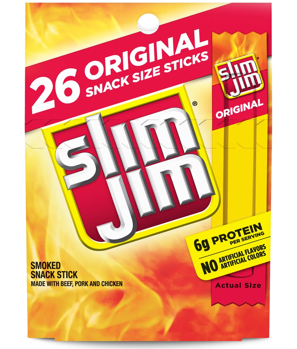 Slim Jim Smoked Snack Sticks, Original (26 x 0.28 oz)