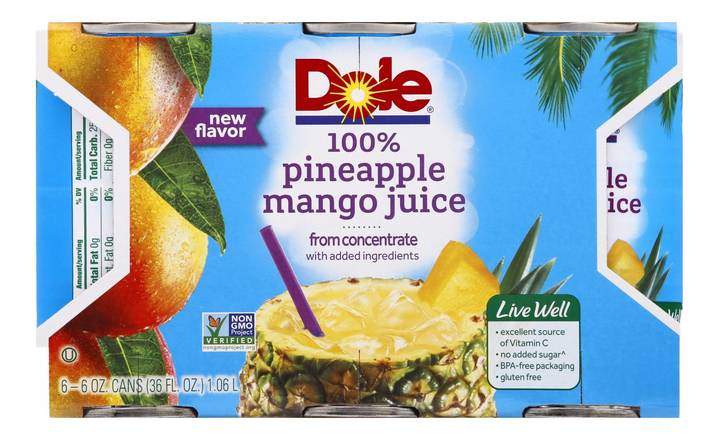 Dole Pineapple Mango 100% Juice (6 ct , 6 oz)