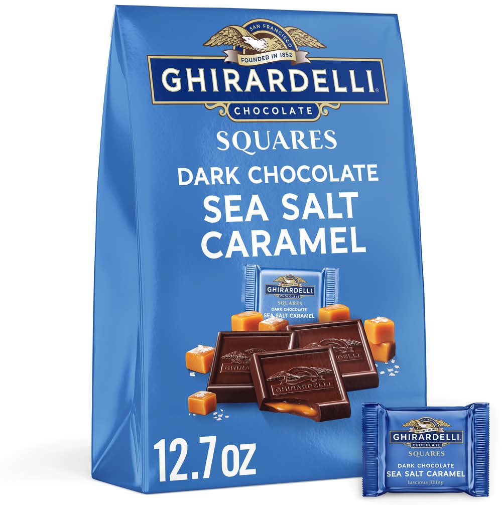 Ghirardelli Chocolate Company Squares Dark Chocolate Bag, Sea Salt Caramel (12.7 oz)