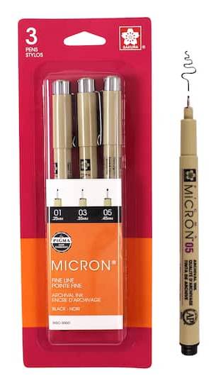 Sakura Pigma Micron Fine Line Pen Set, Black (3 ct)