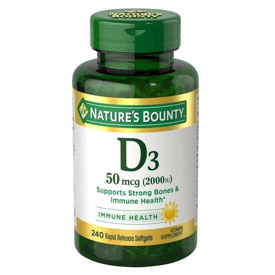 Nature's Bounty Vitamin D3 Immune Health 50mcg (2000 IU) Softgels, 240 CT